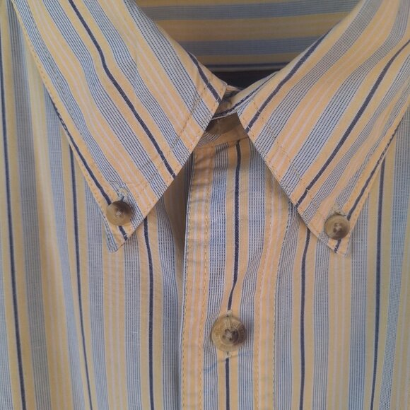 Timberland yellow blue men lg button down short sleeve - Picture 2 of 14
